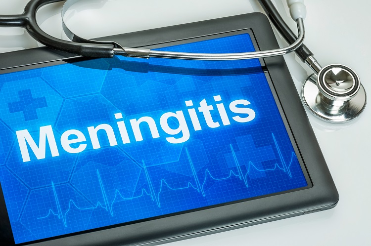 Tablet with the diagnosis Meningitis on the display